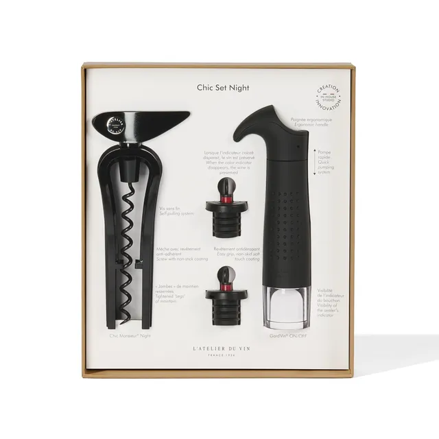 L'Atelier du Vin Chic Set Night coffret tire-bouchon + pompe