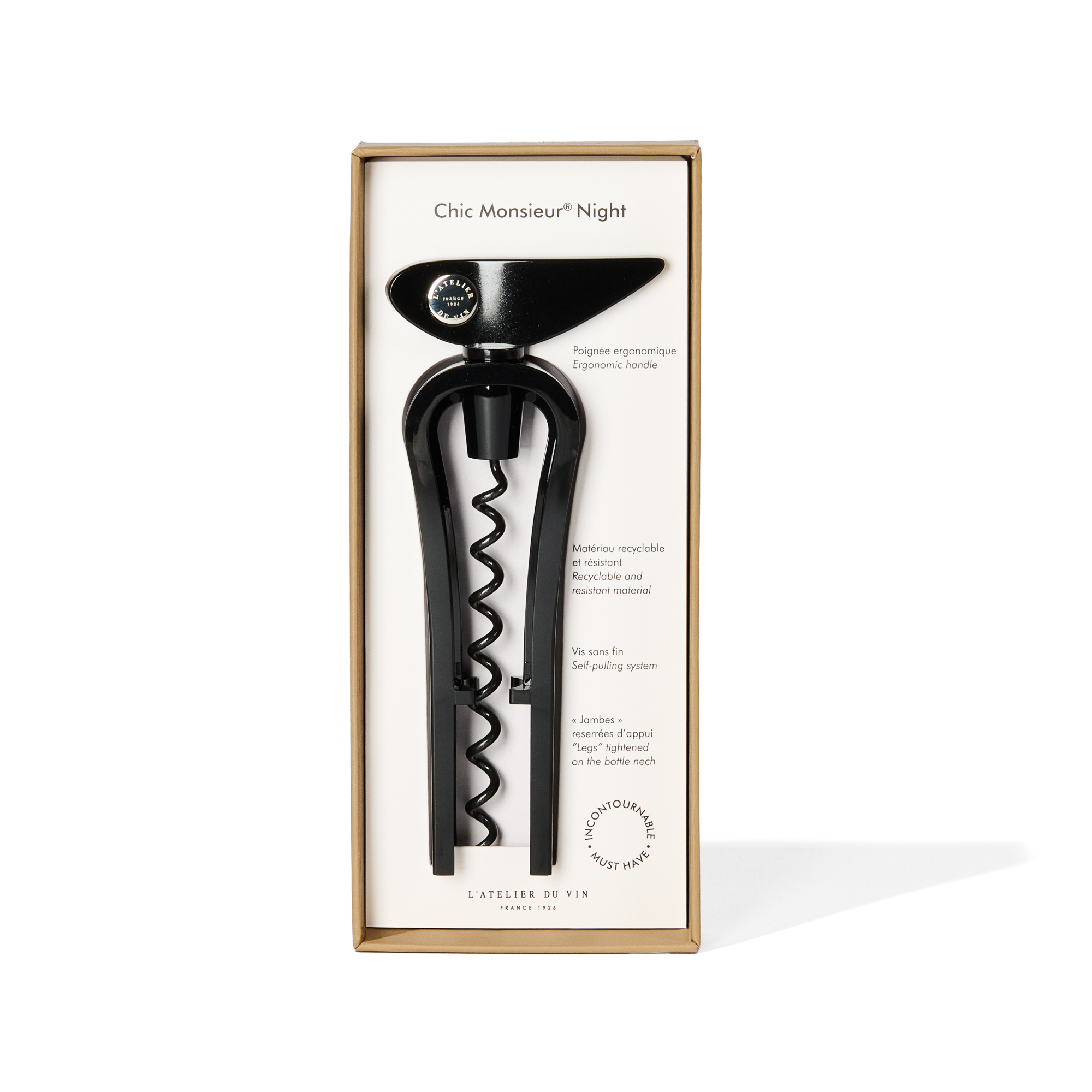 L'Atelier du Vin Chic Monsieur Night tire-bouchon noir
