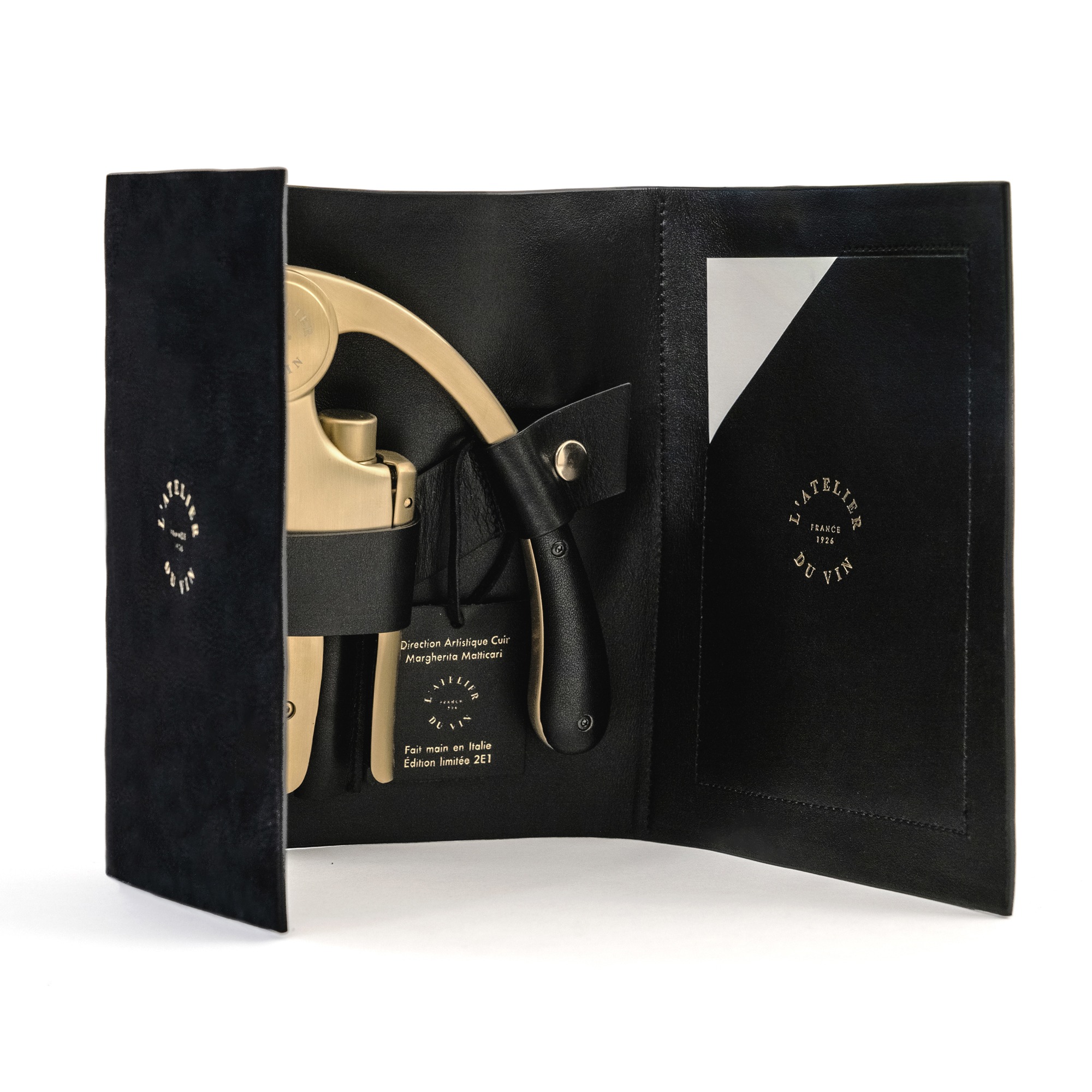 L'Atelier du Vin Oeno Motion Gold tire-bouchon cuir noir
