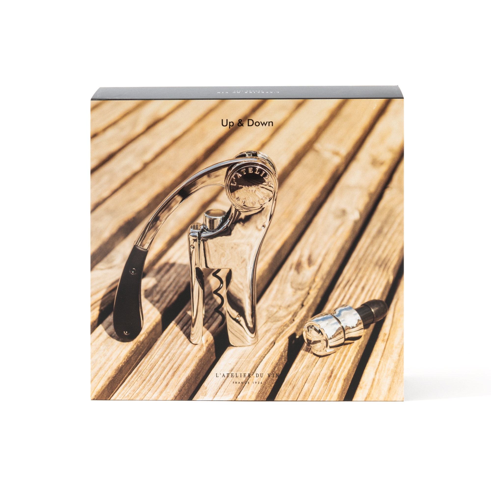 L'Atelier du Vin Up & Down coffret outils cuir argent
