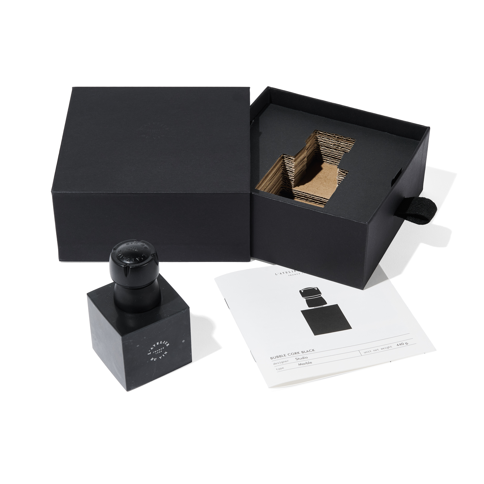 L'Atelier du Vin Bubble Cork bouchon champagne noir marbre