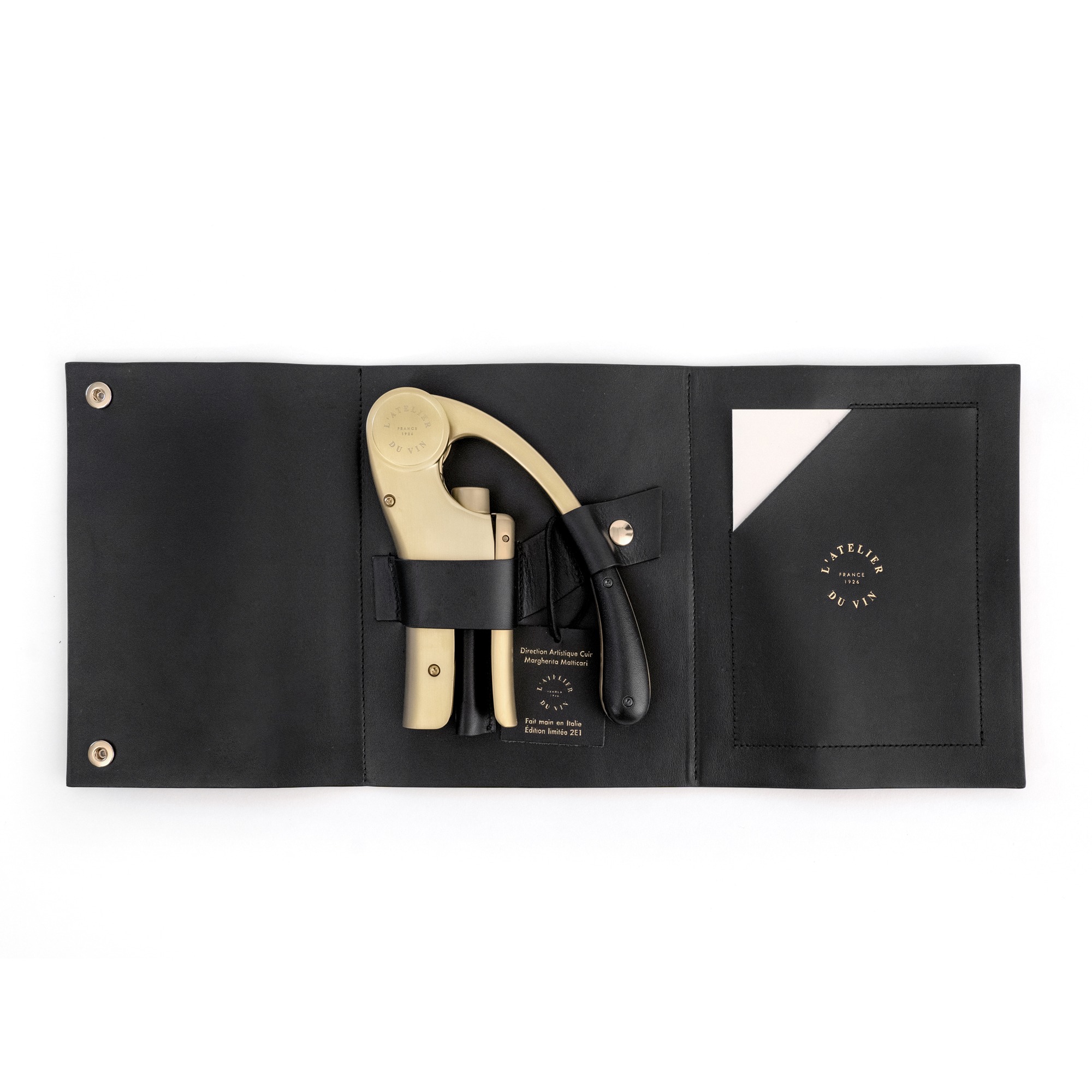 L'Atelier du Vin Oeno Motion Gold tire-bouchon cuir noir