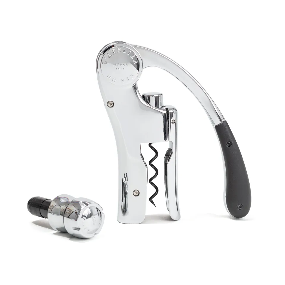 L'Atelier du Vin Up & Down coffret outils cuir argent