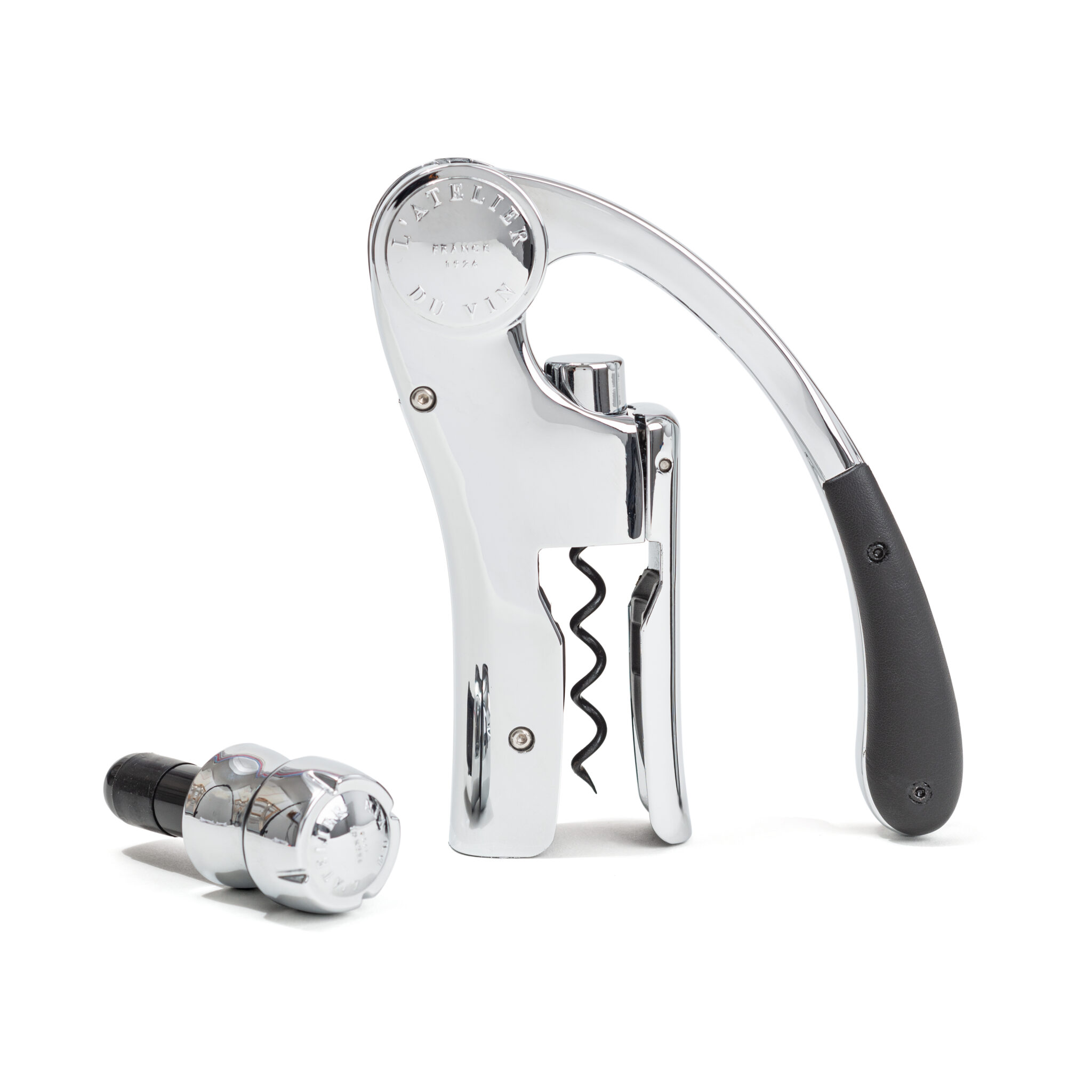 L'Atelier du Vin Up & Down coffret outils cuir argent