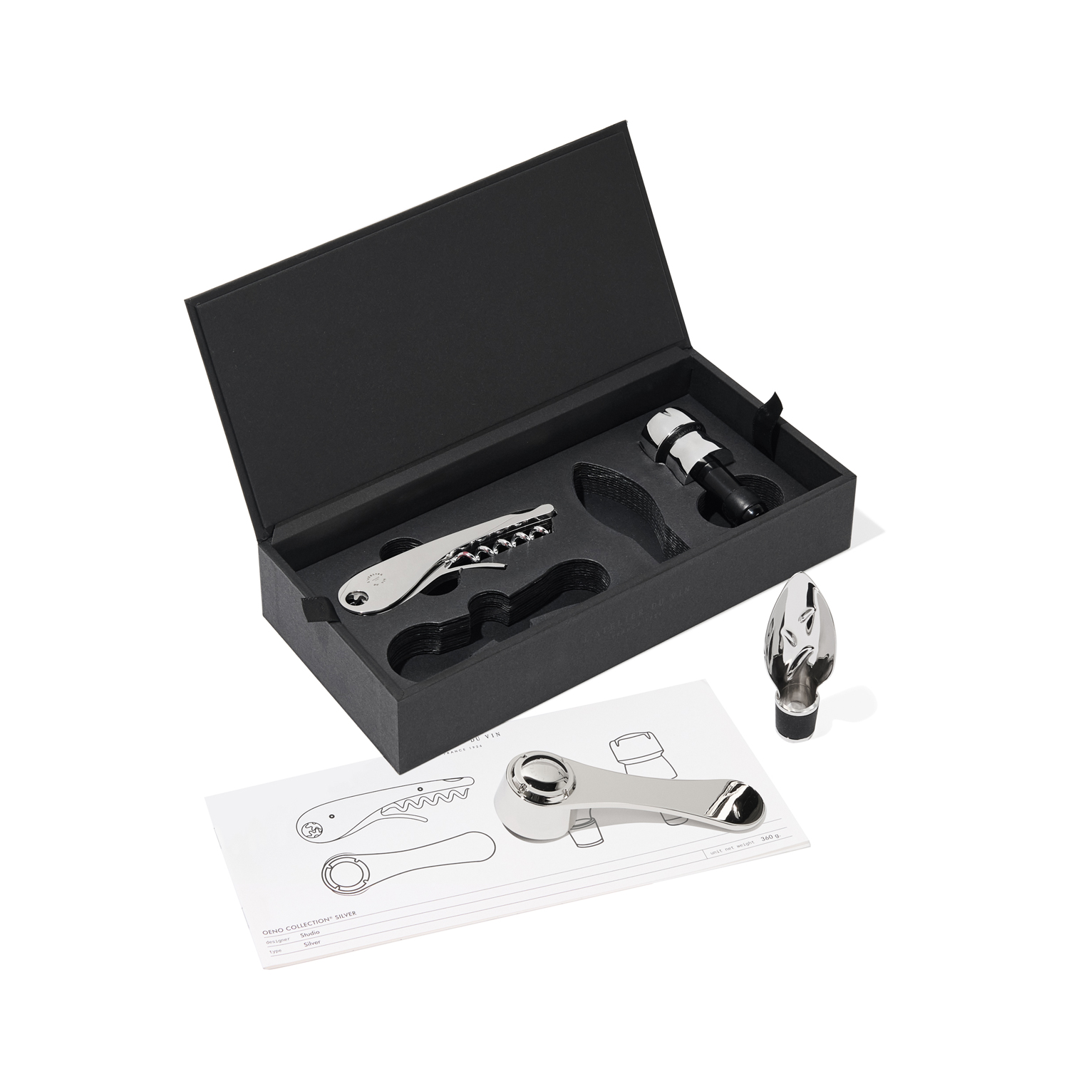 L'Atelier du Vin Oeno Collection Silver coffret vin 4 outils
